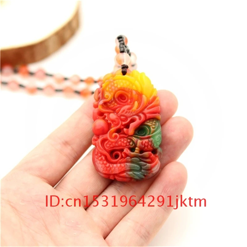

Necklace Hand Natural Jewelry Dragon Women Gifts Pendant Charm Color for Men Chinese Fashion Carved Jadeite Jade Amulet