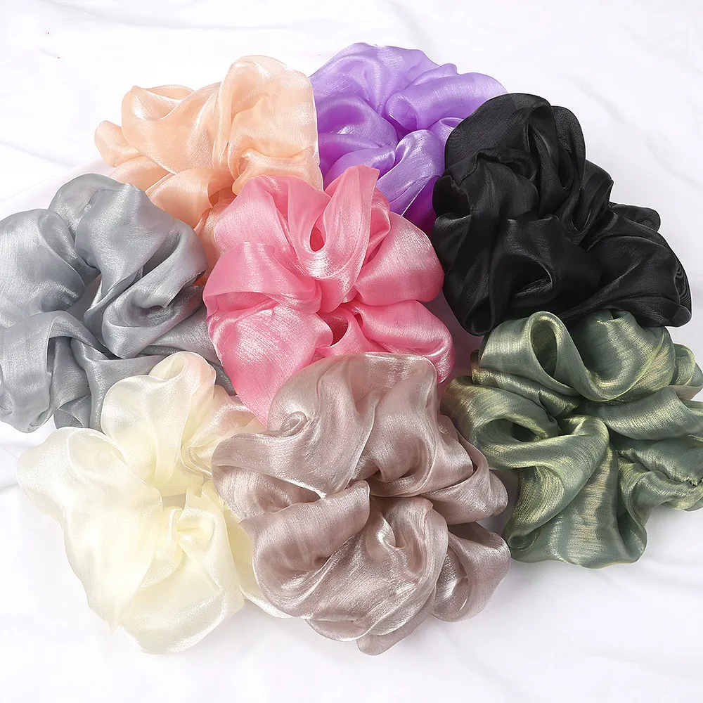 

1PC Fashion Yarn Large Intestine Elastic Hair Band Bright Silk Hair Ring Oversized Hair Scrunchies Solid Color Hair Accessories