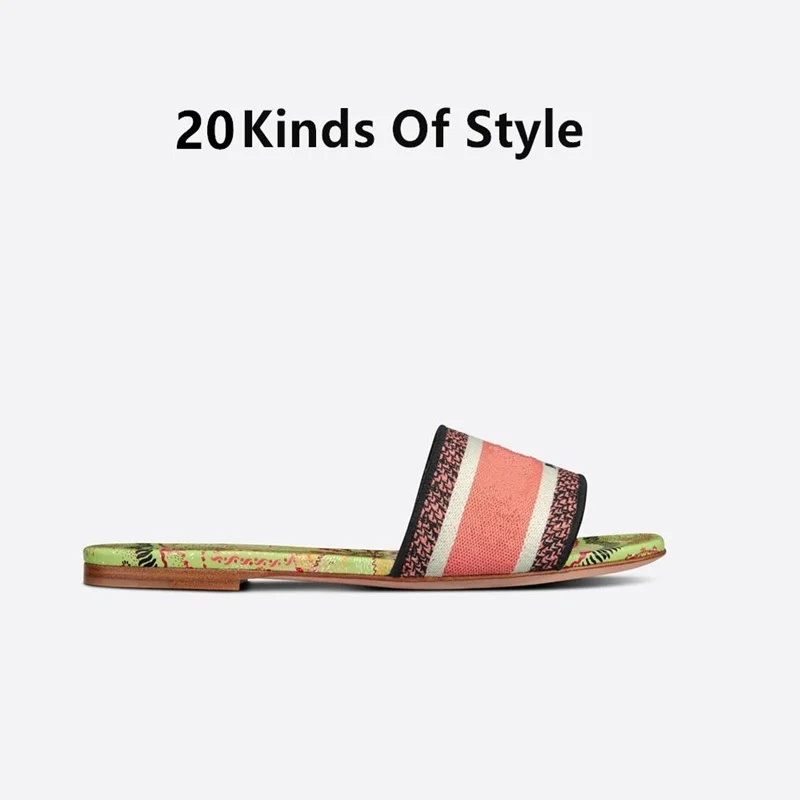 

Dway Luxury Designer Sandals Women Summer 2021 Leather Slippers Channel Flat Beach Fashion Wild Women's Shoes Cd