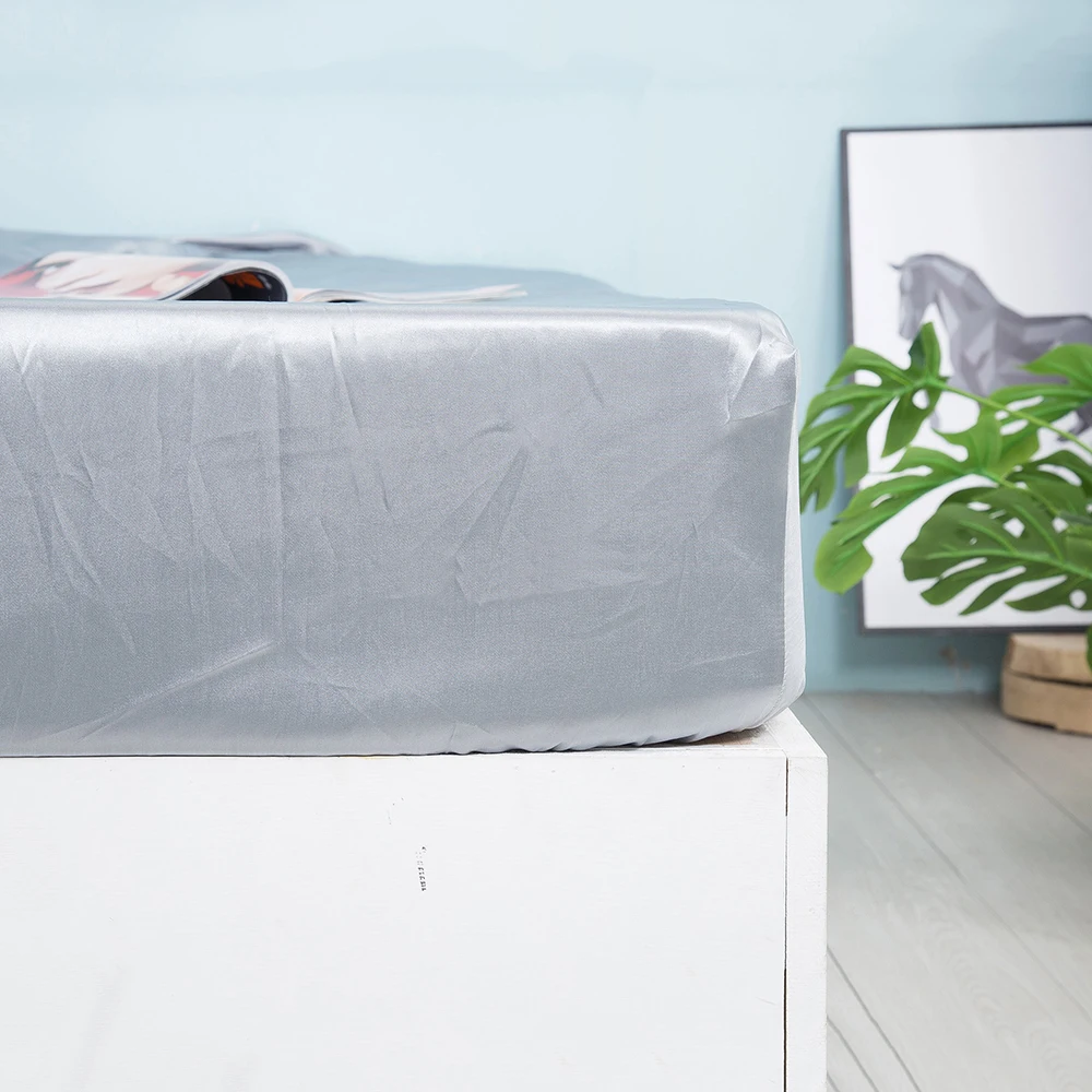 Шелковый чехол для кровати защитный матрас эластичный однотонный дышащий мягкий