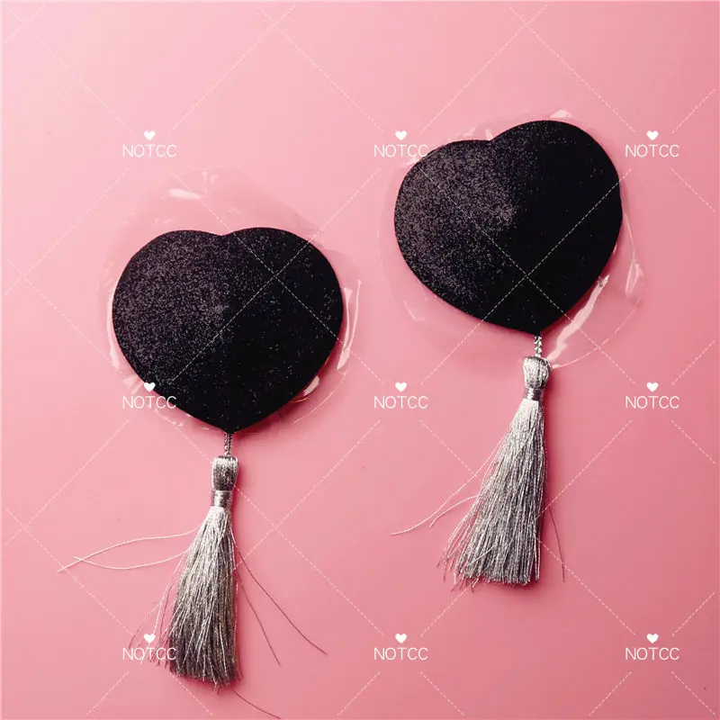 

NOTCC Egirl Pasties New Glittering Gretel Cloth Tassel Patch Sexy Heart Shaped BlingBling Drop Breast Cover Women