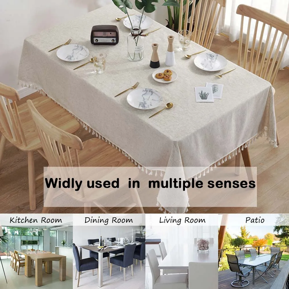 Моющиеся хлопковые льняные скатерти ткань кисточка для пылезащитный чехол стола