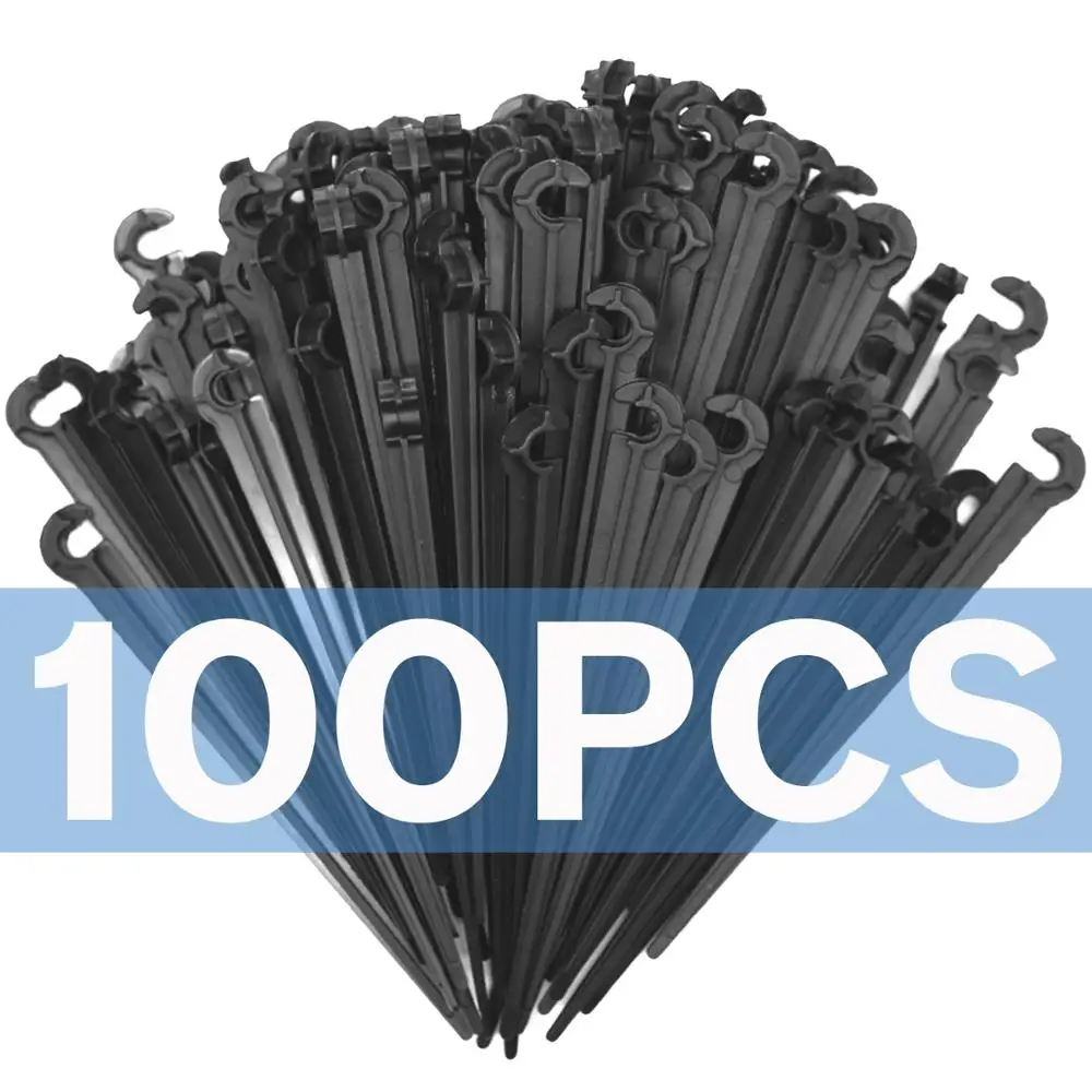 KSL01-081-100PCS В переменного тока, 50-200 шт. прочный 1/4 ''c-тип крюка фиксированной стволовых Поддержка держатель столбы для 4/7 мм шланг горшок фитинг капельного полива парника - Цвет: KSL01-081-100PCS