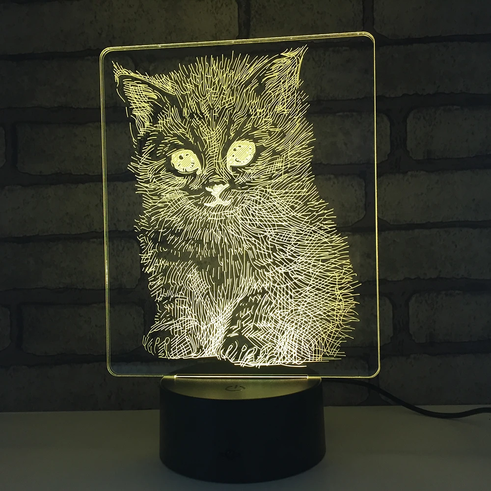 

Cat LED RGB Night Light 7 Color Change Desk Light Action Figures 1881 Boys Girls Christmas Toys