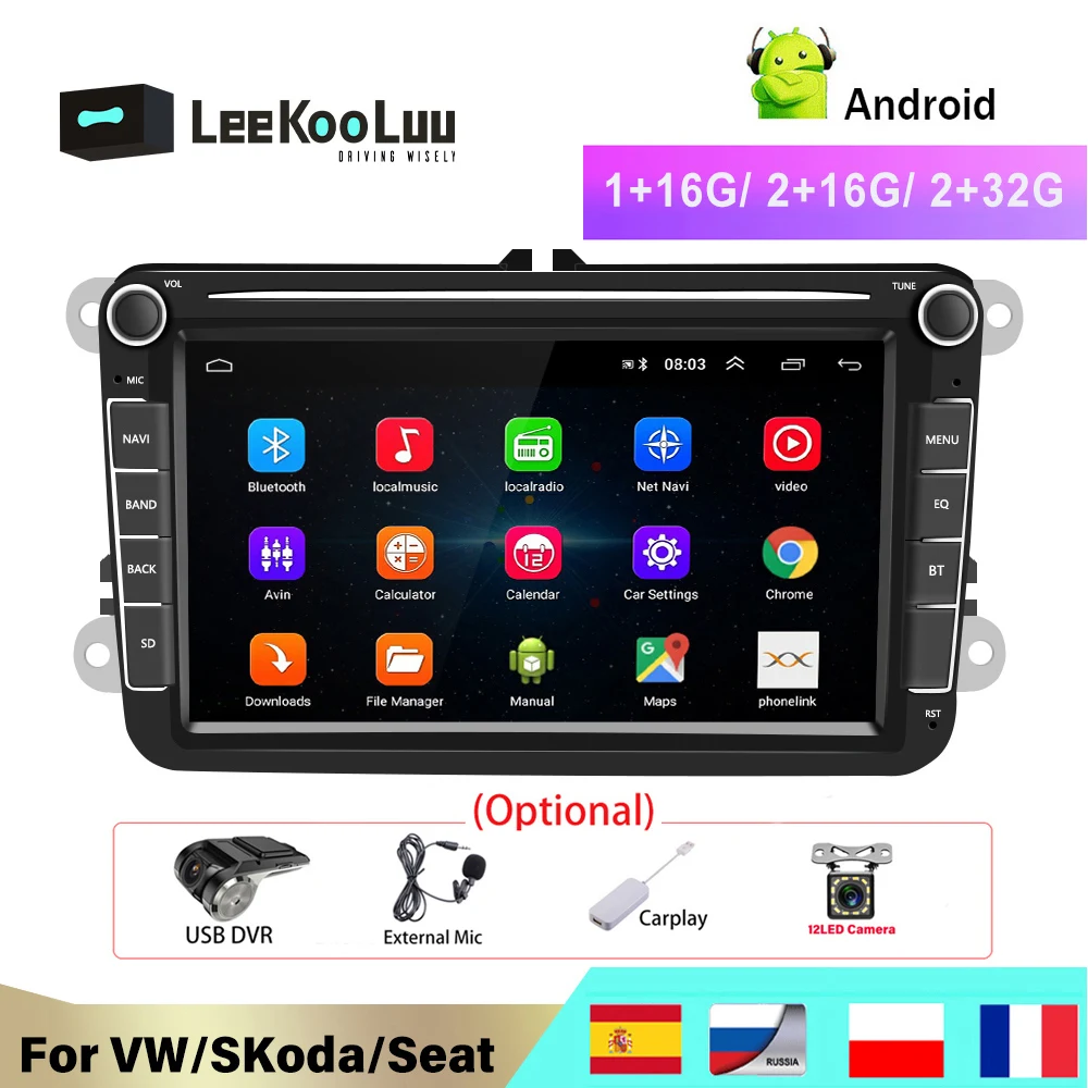 LeeKooLuu 2 Din Android автомобильный Радио для VW /Volkswagen Skoda Superb Октавия Рапид Yeti Гольф toureg