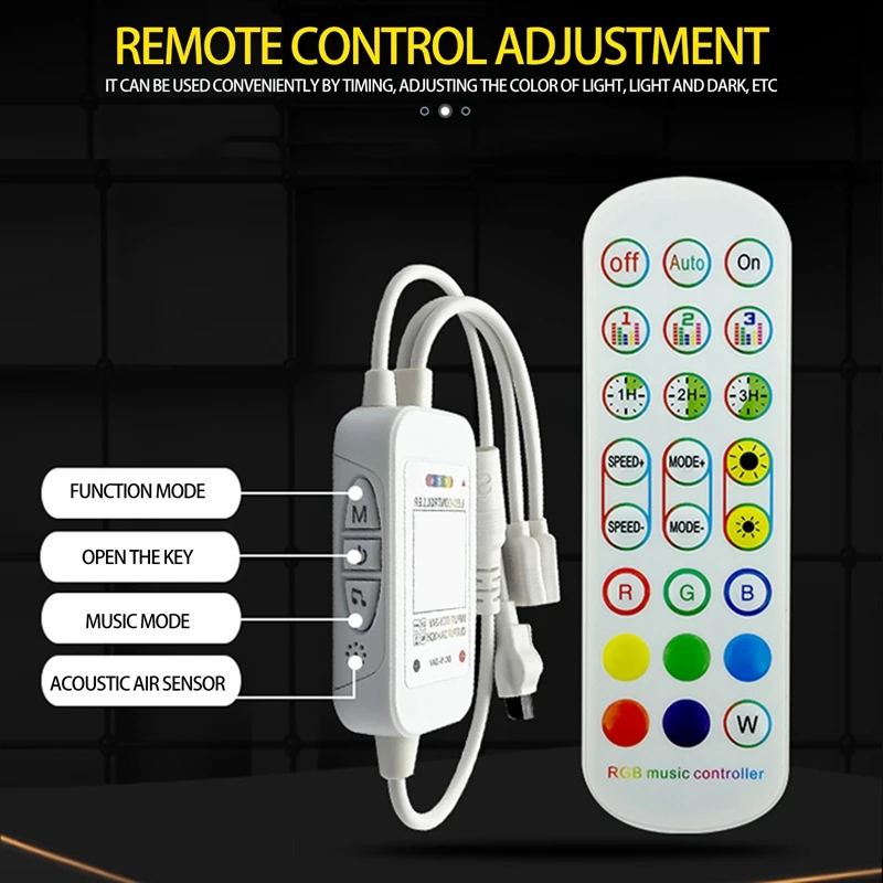 

LED Light Strip 5M Waterproof WIFI Smart Bluetooth Controller + 24Key Remote Control + 12V Power LED Light Strip EU Plug