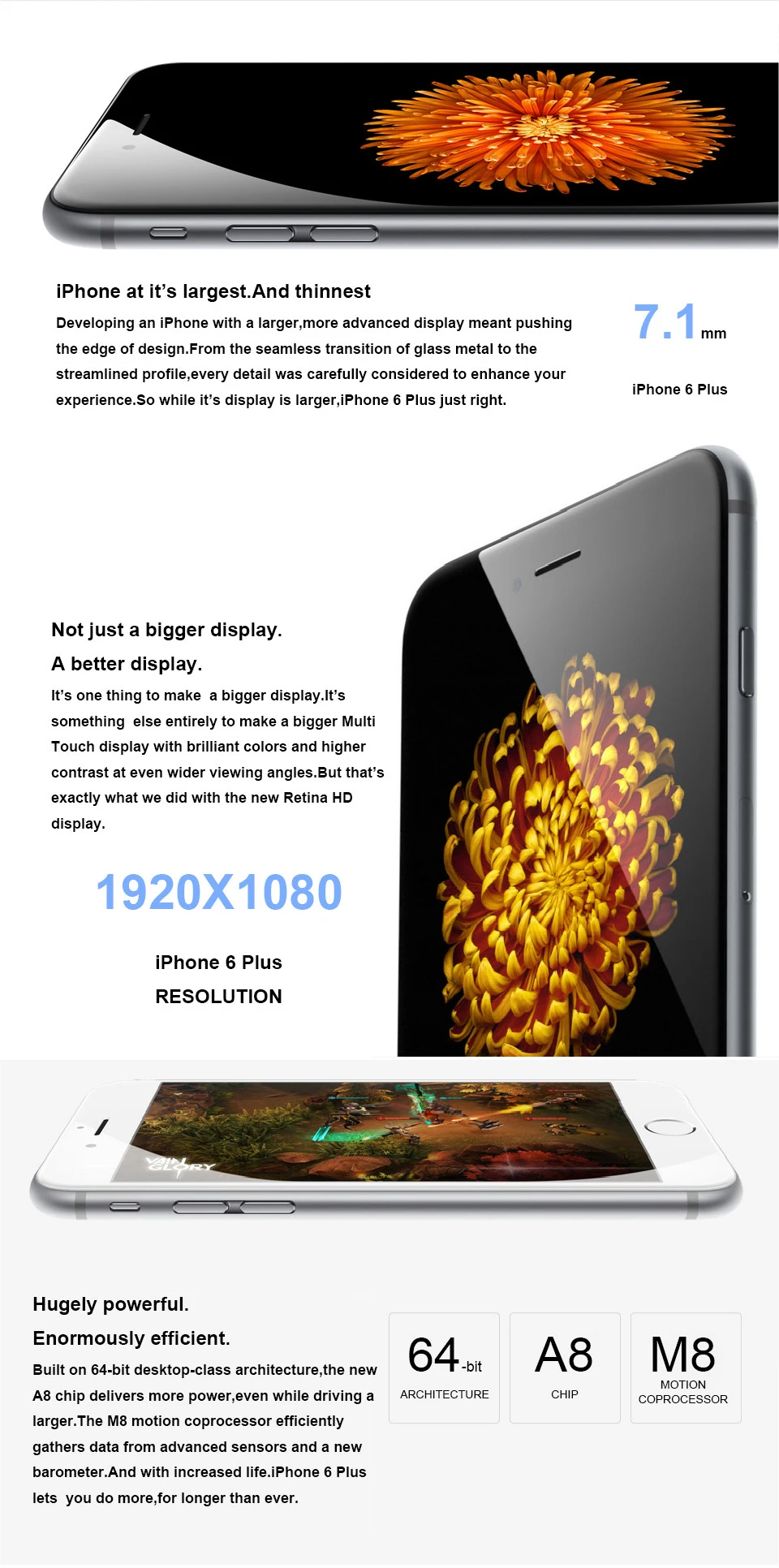 Используется разблокированный Apple iphone 6 Plus 5," 16 Гб/64 Гб/128 ГБ двухъядерный IOS iphone 6plus 8MP камера 4G LTE
