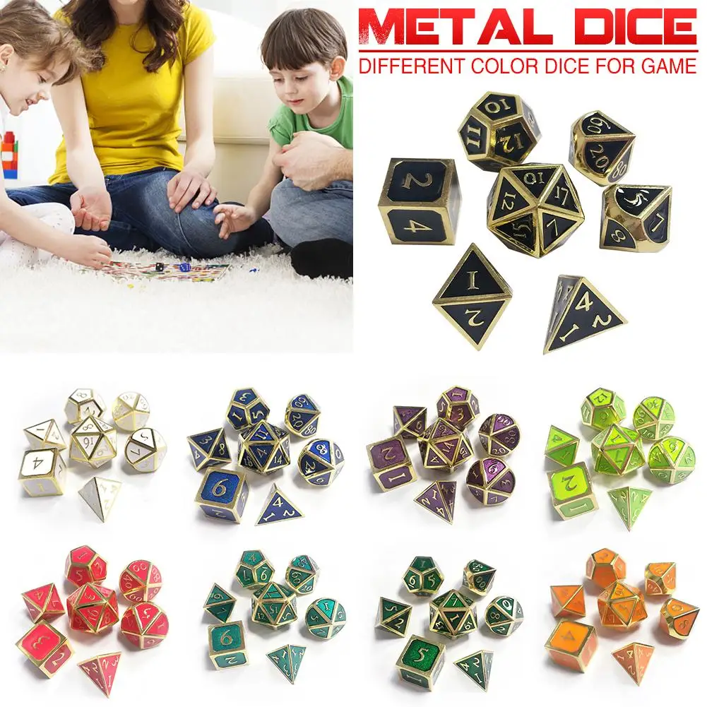 Outlet новый шрифт для подземелий и драконов 7 шт./компл. инновационный RPG Dice D &amp Metal Set