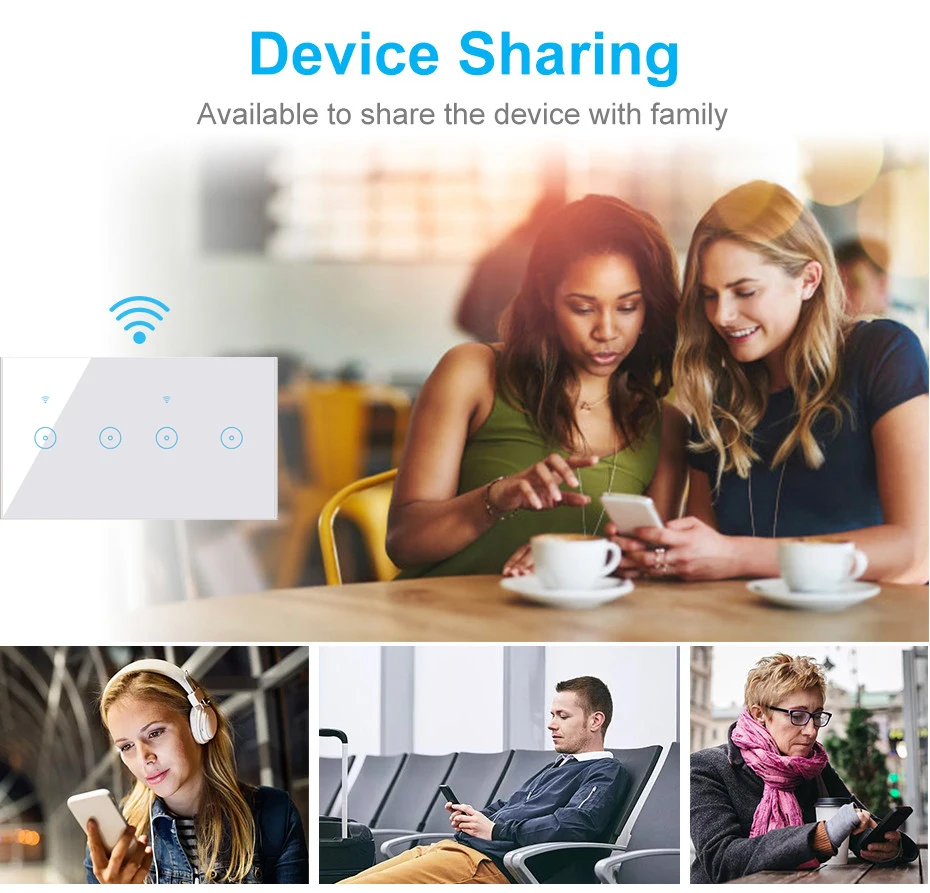 ASEER Ewelink/Tuya Smart Switch 1/2/3/4/5/6 Gang US WIFI AC90-250V ЕС светильник поддержка Alexa Google Voice Contro |