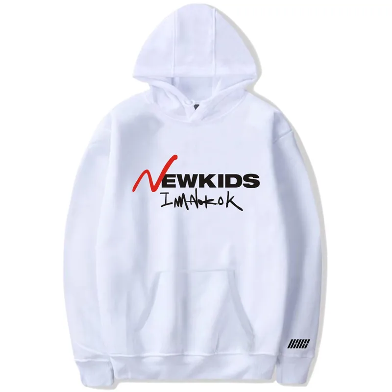 

KPOP Korean Fashion IKON New Kids I Am OK Album Concert Cotton Hooded Tops Female Harajuku Streetwear Sweatshirt Pullovers