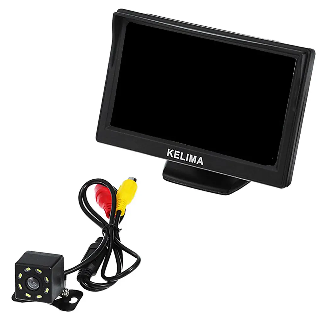 

5' Car Display Screen 8 LED Night Reversing Camera Ruler Line Black