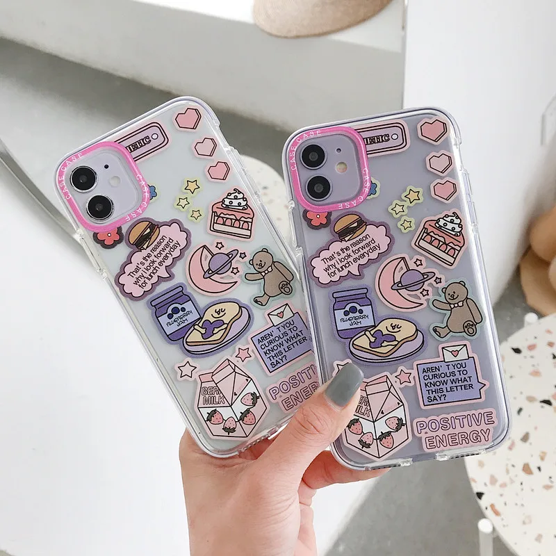 INS бренд в Корейском стиле шоколадной начинкой bear прозрачный мягкий чехол для