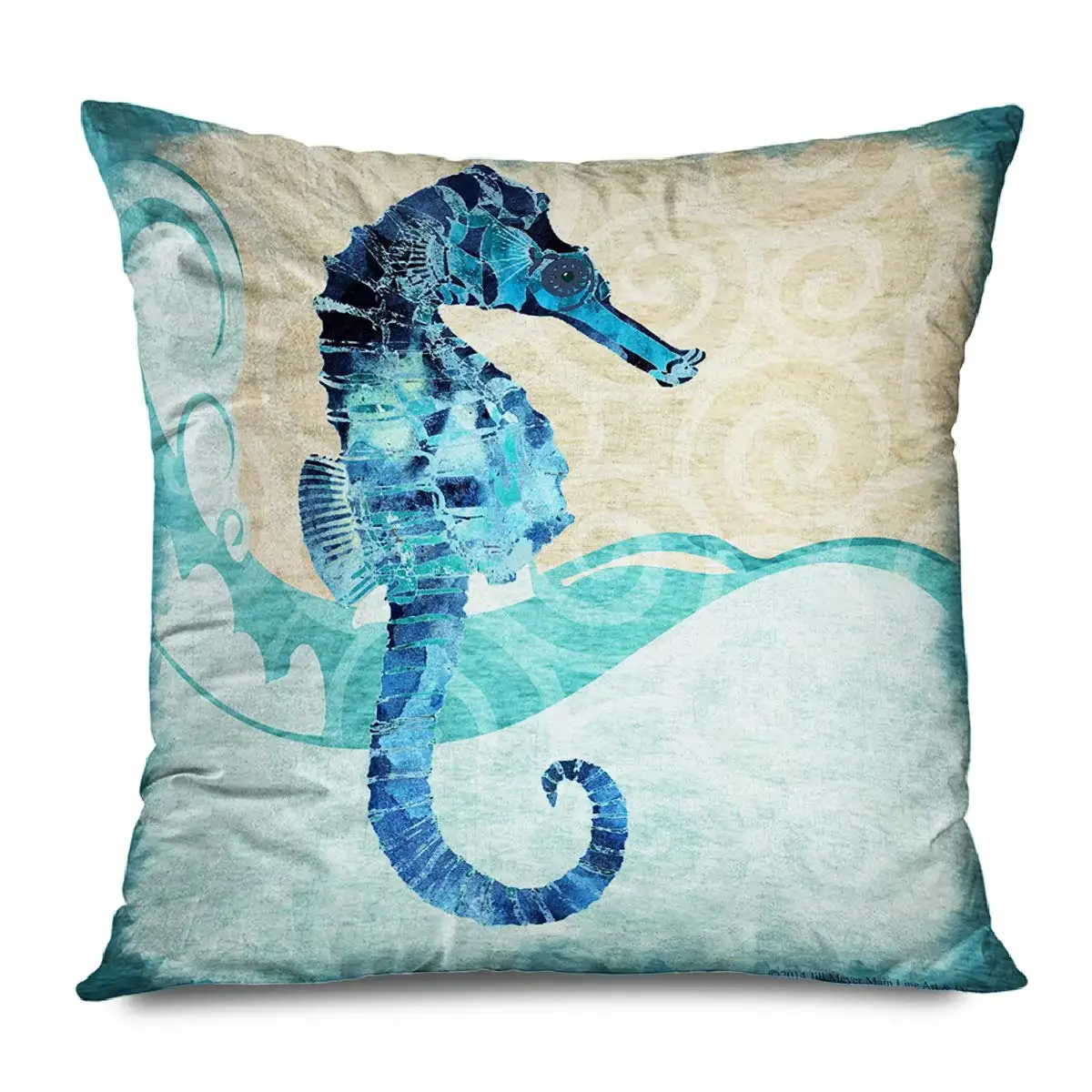 Наволочка в деревенском стиле декоративная подушка с синей тематикой для спальни дивана морской лошади