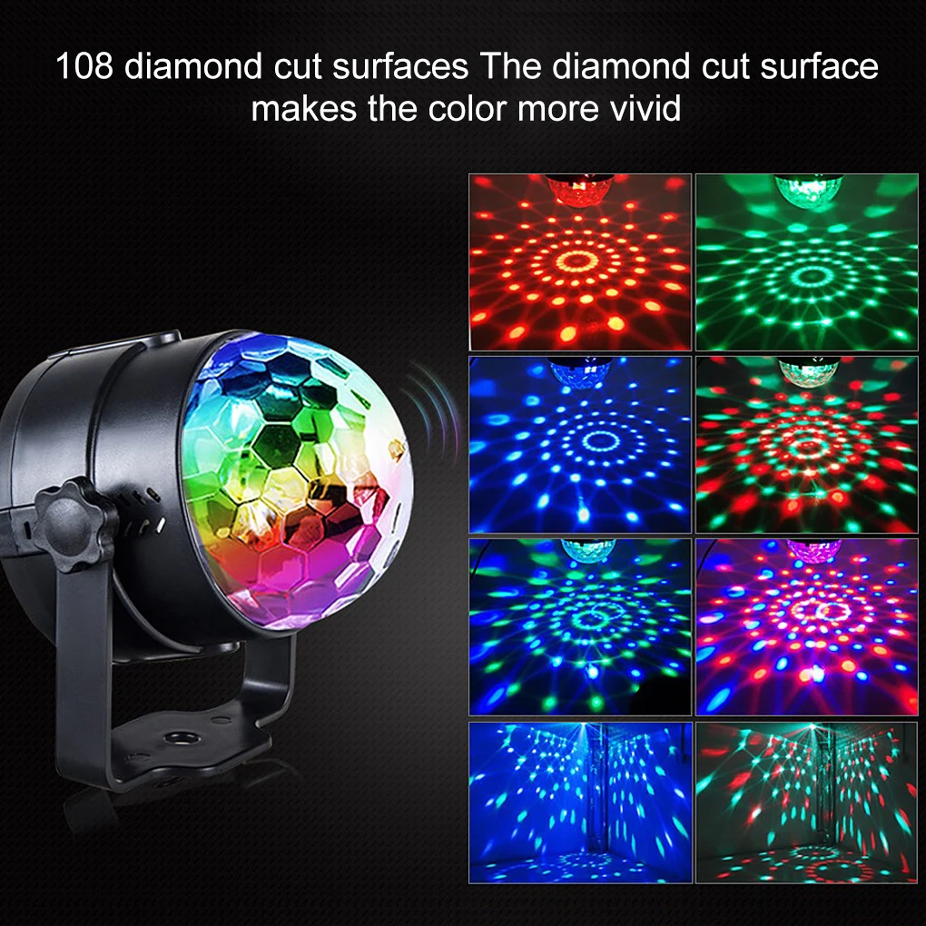 

Светодиодная RGB-лампа для дискотевечерние, со звуковой активацией