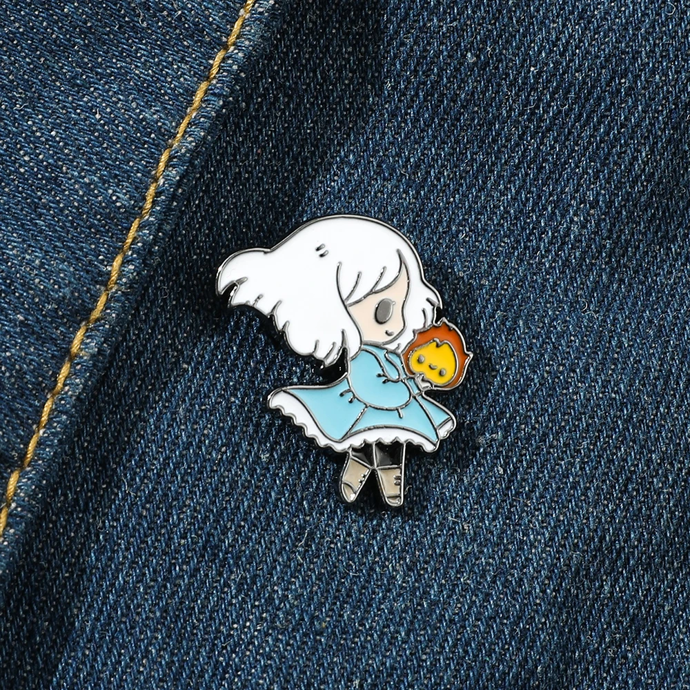 Miyazaki Hayao брошь в стиле аниме Воющий замок Софи кальцифер эмалированная шпилька