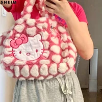 y2k kawaii sanrio handbag hello kitty shoulder bag for women autumn winter sweet lolita girl casual plush messenger bag sheining