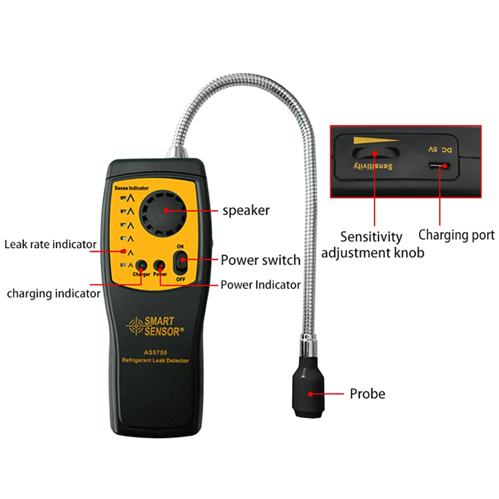 Смарт-Датчик AS5750 детектор утечки фреона тестер галогенного хладагента в