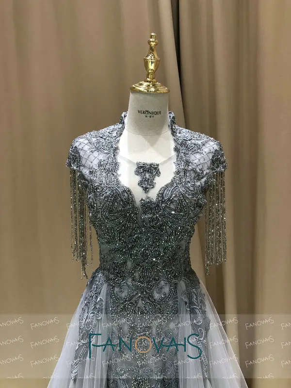 Серебряные вечерние платья с бисером Длинные Vestido de Fiesta de gala Robe de Soiree Выпускные платья для женщин Турция