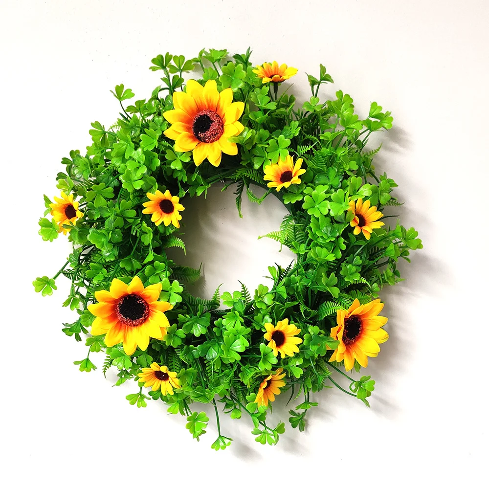 

Artificial Sunflower Wreath White Rose And Eucalyptus Garland Door Ornament Flower Wreath For Home Decoration Wedding Decor