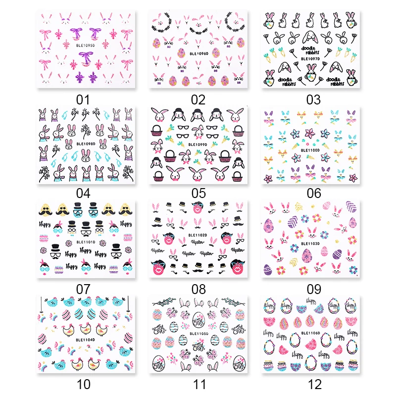 Стикеры 3D на ногти Nail Art наклейки для украшения ногтей переноса милый кролик