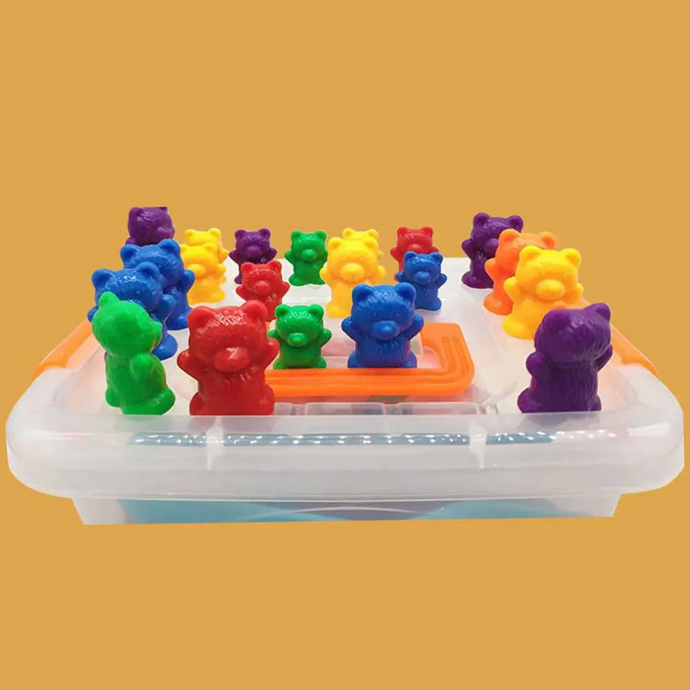

1 set Counting Bears With Stacking Cups Montessori Rainbow Matching Game Color Sorting Toys For Toddlers Baby stickers Tweeze