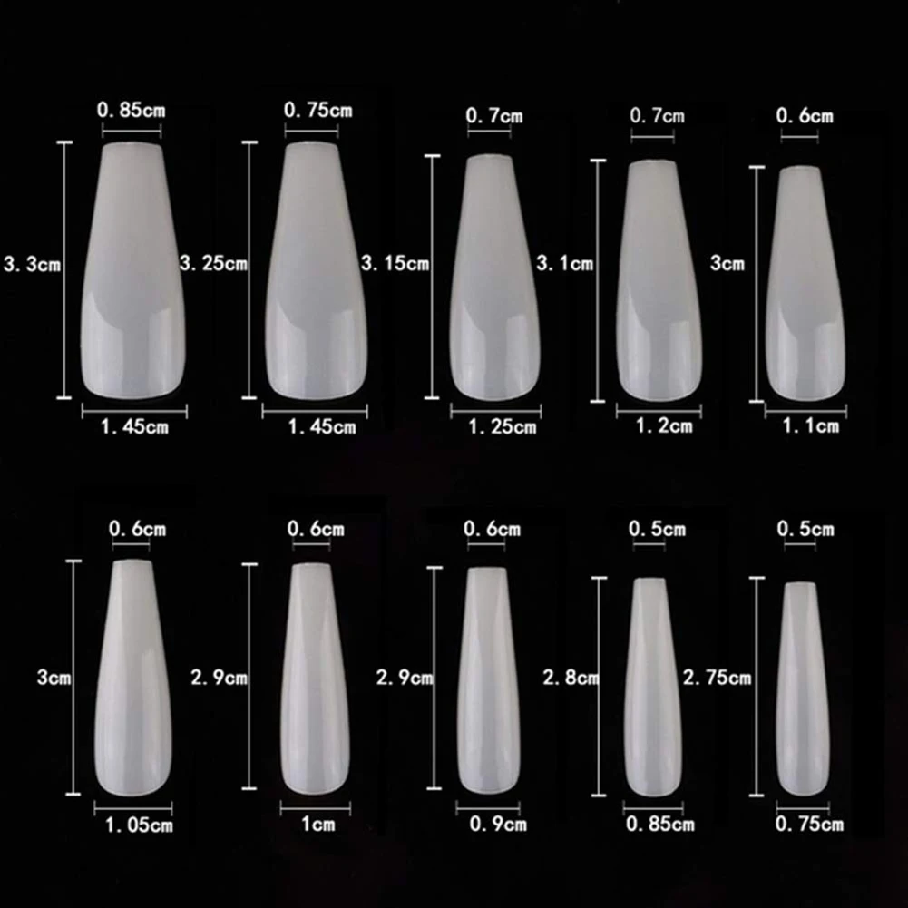 

100Pcs Natural False Nails Fake Tips Long Fake Nail Tip Ballerina False Fingernail Full Cover Fashion Full Cover Manicure Decor