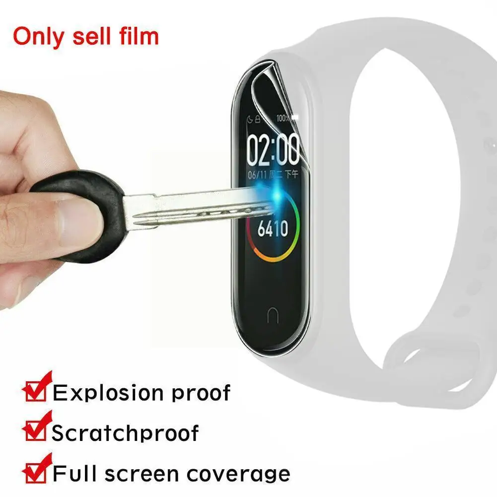 

5 Pieces Of Mi Band 4/5/6 Wristband Bracelet Protective Full Non-tempered Glass Film Bracelet Strap Hydrogel Film Mi Screen U4g4