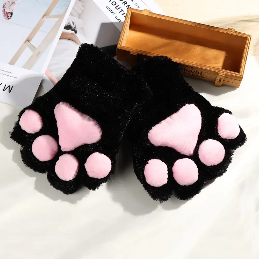 

Cute Claw Halloween Party Cosplay Costume Plush Cat Kitten Paw Gloves