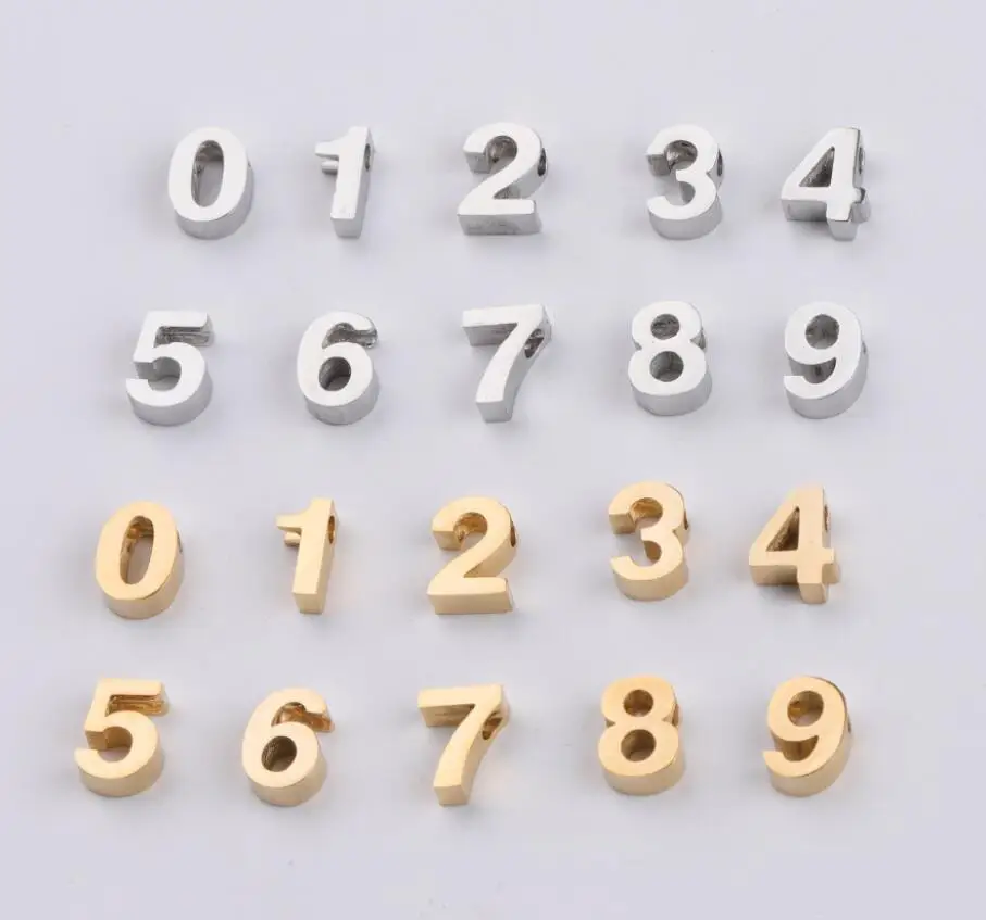 

2 шт., подвески с арабскими цифрами из нержавеющей стали, фурнитура для ювелирных украшений, свободные бусины с металлическими цифрами, y1334