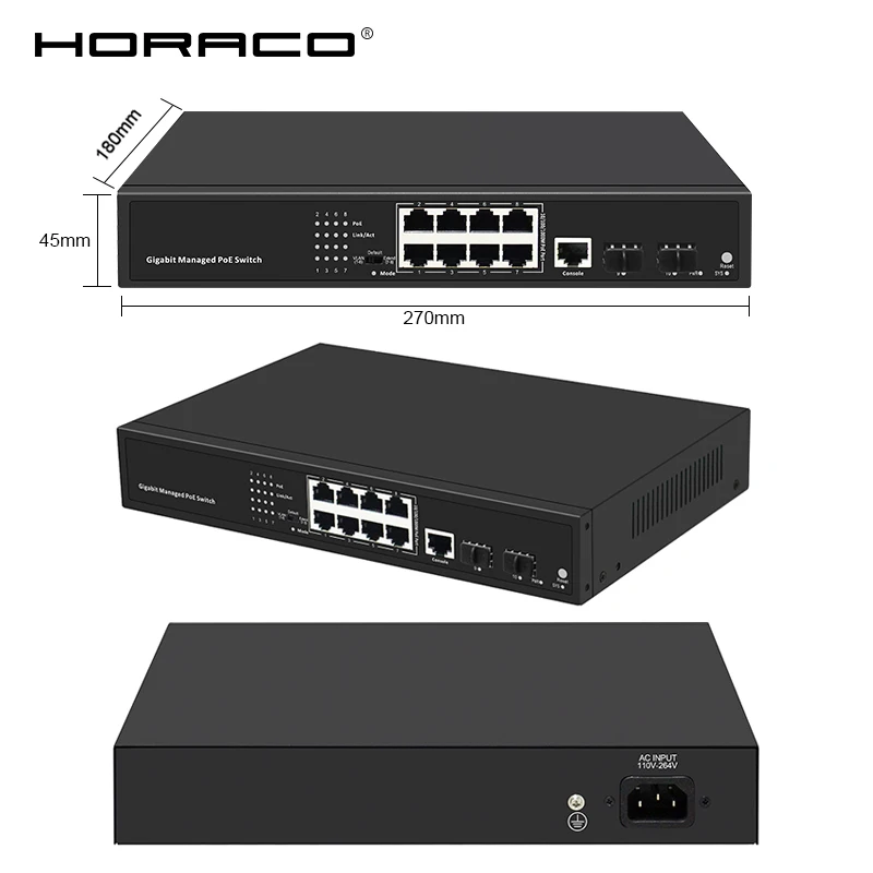 8 портов управляемый коммутатор Poe 10/100/1000 м с 2 гигабитными портами SFP сетевой для ip