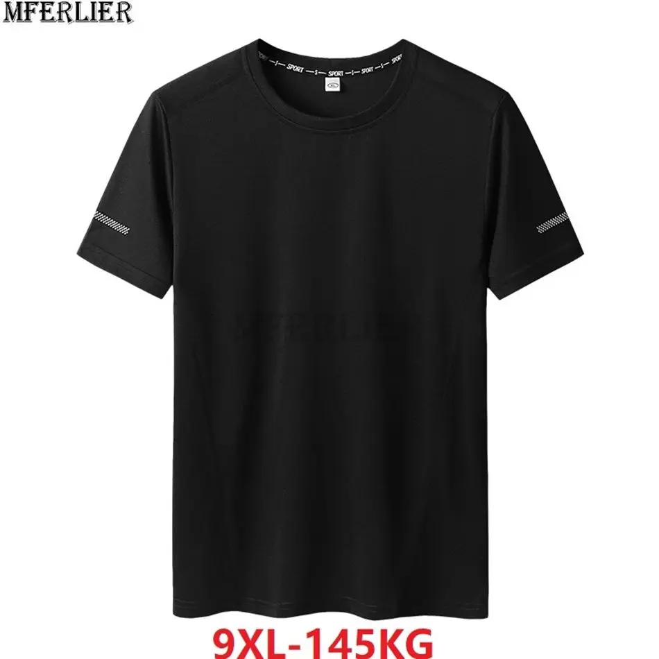 

summer Men t-shirts quick dry sports tees Breathable plus size big 7XL 8XL 9XL Stretch elasticity oversize tops loose tshirt 62