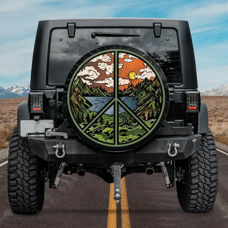 

Hippie Soul Peace Sign Spare Tire Cover - Hippie Vibes Gift For Traveller, Personalized Tire Cover, Gift For Camper