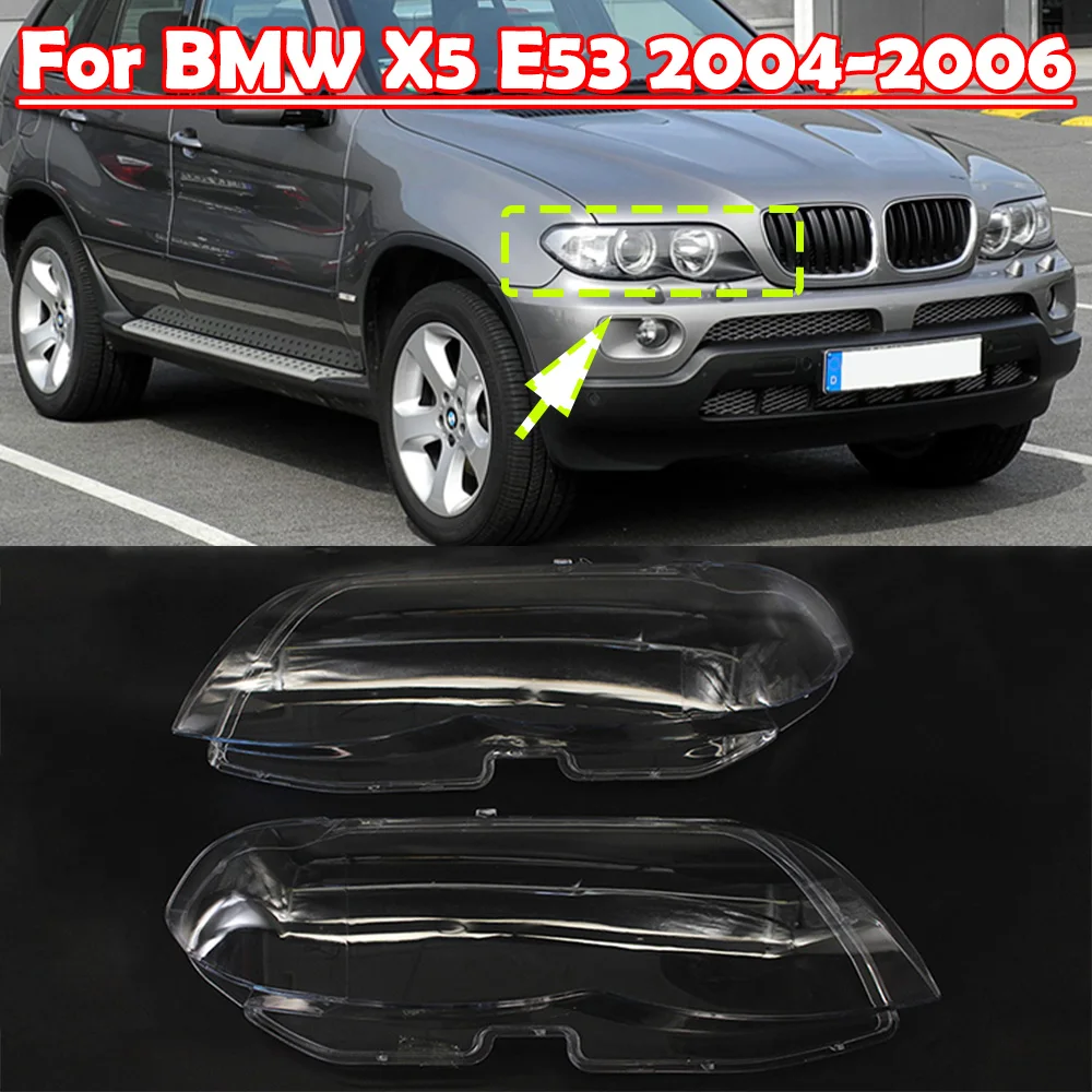 Left/Right Headlight Cover for BMW X5 E53 2004 2005 2006 Car Headlight Lens Cover Replacement Headlight LampShade Glass Shell