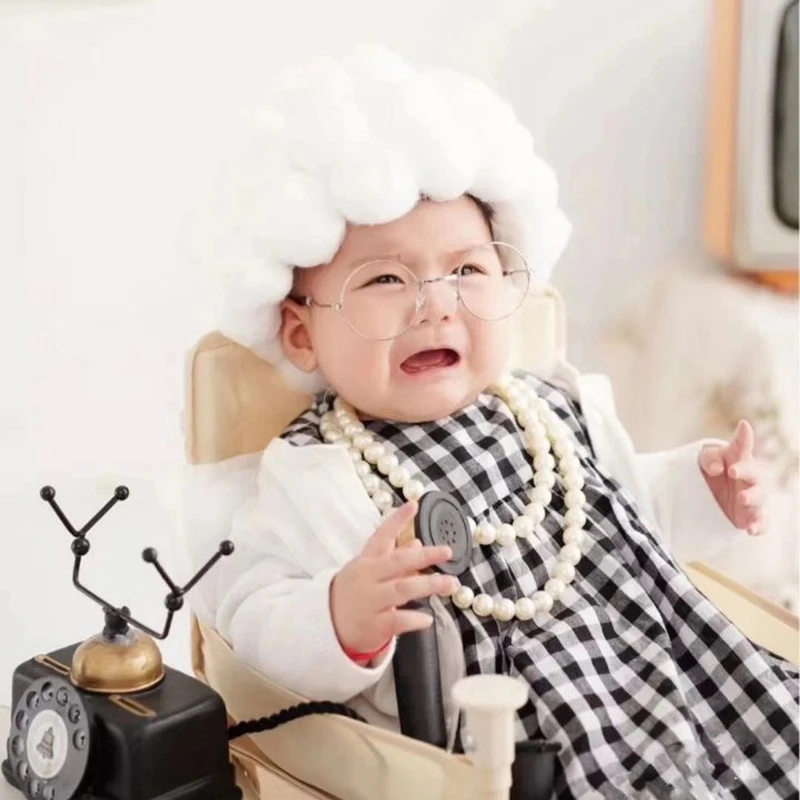 

Newborn Photography Props Costume Infant Baby Girls Cosplay Grandma Clothes Photo Shooting Hat Outfits