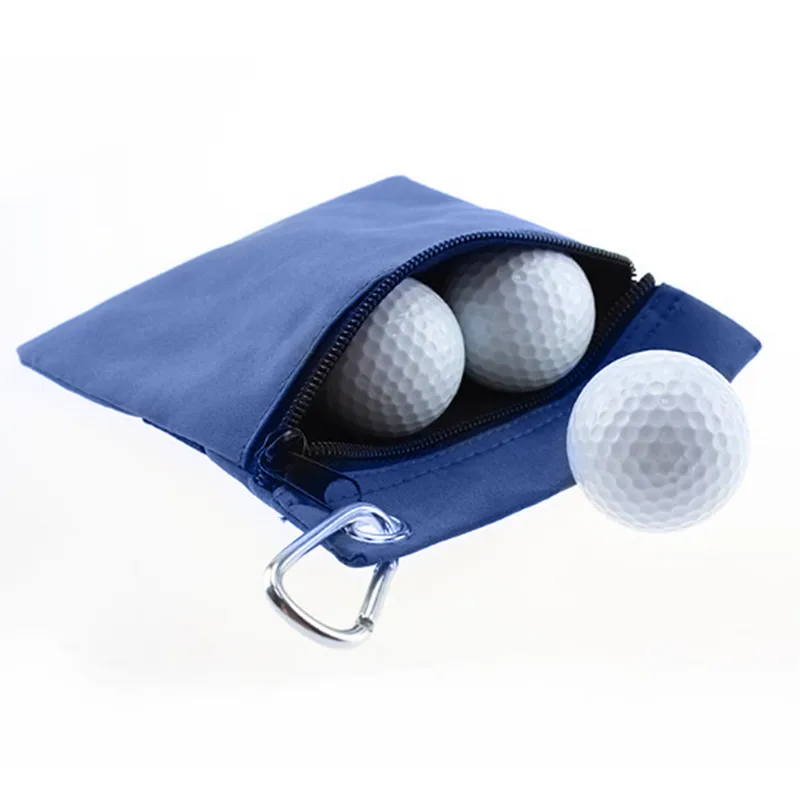

Hot Sale Zippered Golf Tee Ball Bag Nylon Storage Bag Holder With Carabiner Golfing Accessories