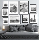Картина на холсте с изображением черно-белого мира, городского пейзажа, Парижа, Барселоны, Берлина, плакат и принты, настенные картины для домашнего декора