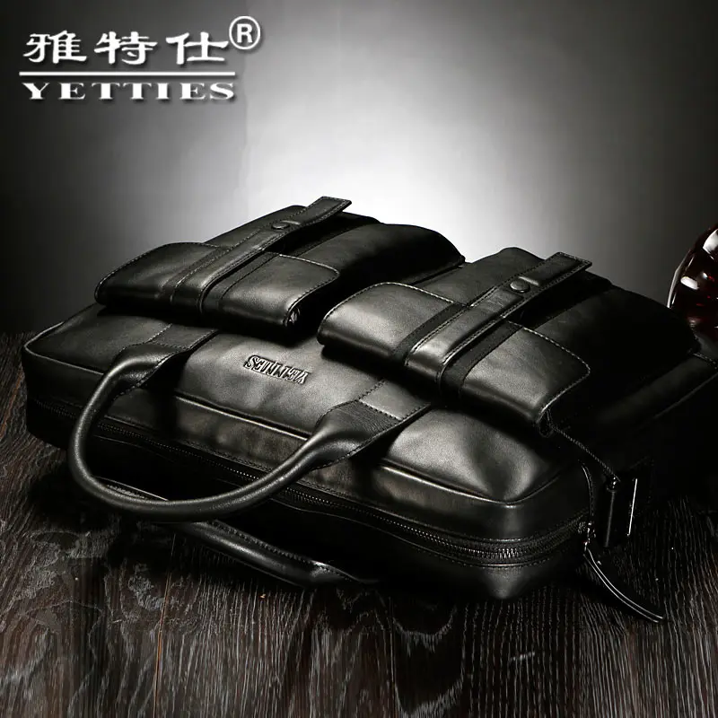 Genuine Leather Briefcase Briefcase Men 's Short-Distance Travel Portable 15.6 Computer Bag Office Bag duffle bag