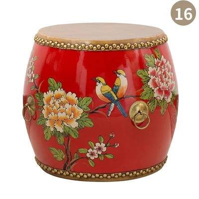 

Drum stool Solid wood new Chinese embroidered pier stool leather painted sofa stool guzheng stool Mahogany drum stool