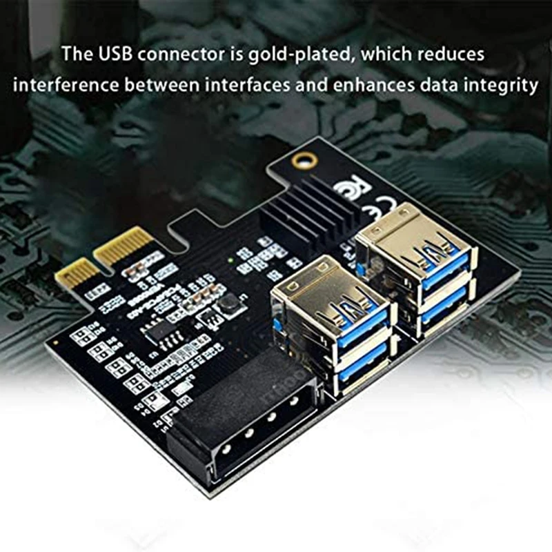 Райзер-карта PCI-E от 1 до 4 1X 16X 4-портовая двухслойная Плата расширения USB3.0 для