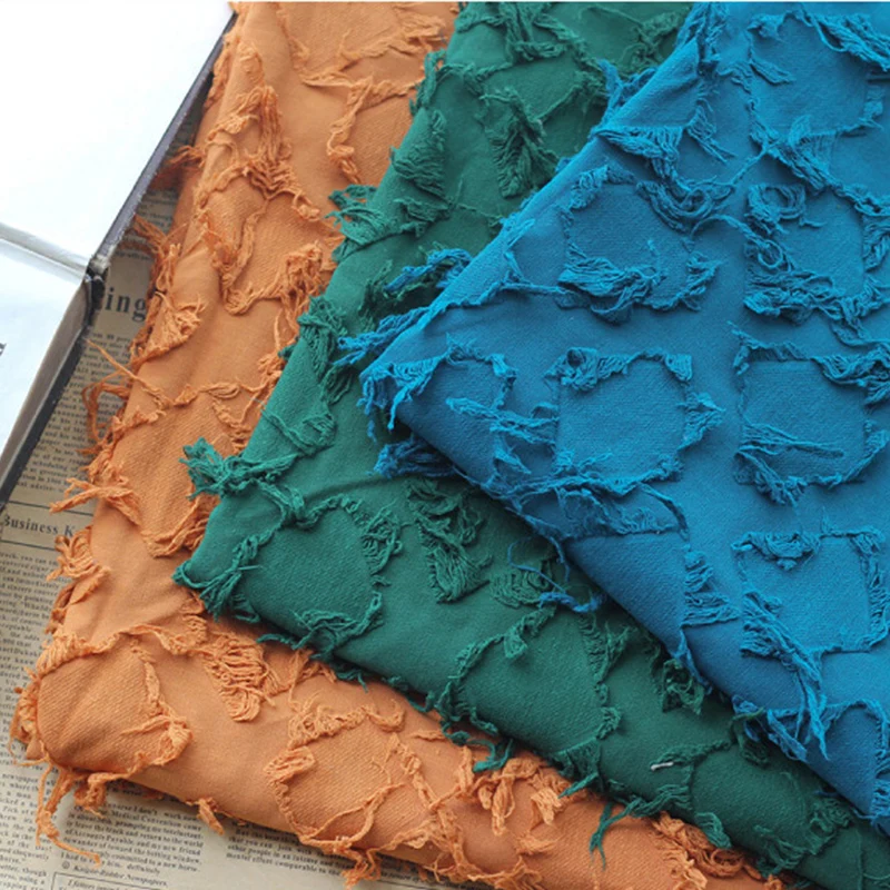 

New Cotton Jacquard Cut Flower Tassel Fabric For Pillow Home Decoration DIY Tissue European Style