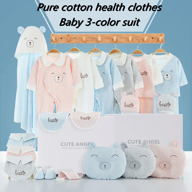 

Newborn Suits Four Seasons Pure Cotton Baby Boy Girl Outfit Thin Baby Full Moon Gifts Soft Kids Printing Sets Without Box XB107