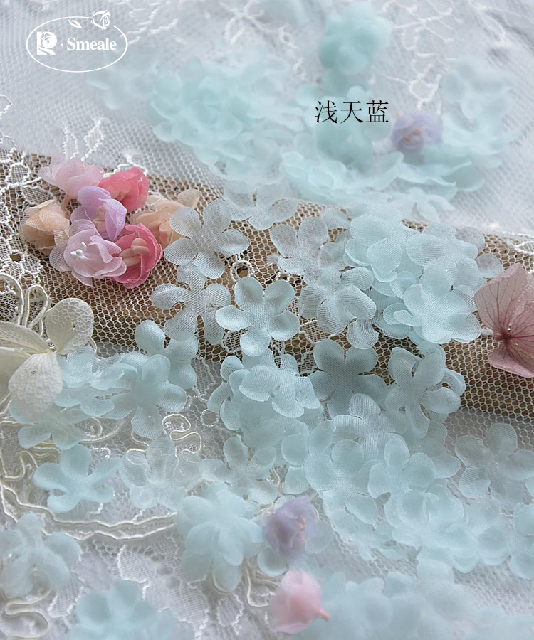 1.5CM Color Organza Petals Baby Clothes Headwear Material Handmade 3D Flowers RS3797 | Дом и сад