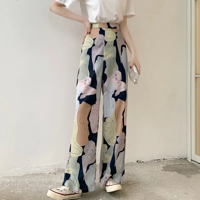 Новое поступление женские брюки RUGOD с цветочным принтом модные корейские широкие
