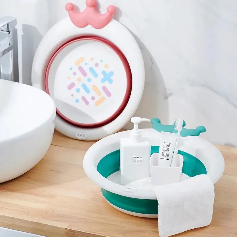 

Creative Simple Personality Washbasin Children's Products Foldable Portable Washbasin Household Baby Small Basin Cute