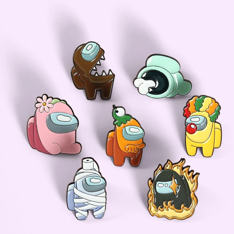 

Cartoon Cute Monster Pins Punk Funny Flame Trash Can Bandage Clown Children Colorful Ghost Enamel Brooch Jewelry Accessory Gifts