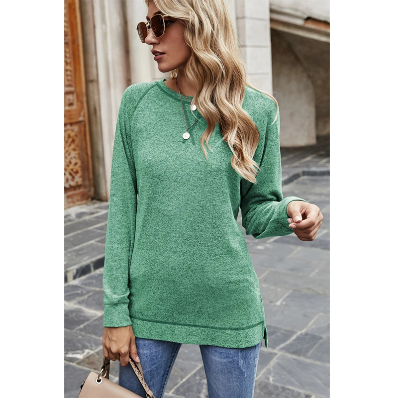 

2020 Autumn and Winter Women's Clothing Black Hoodie Female Cross Loose Round Neck Pullover Top