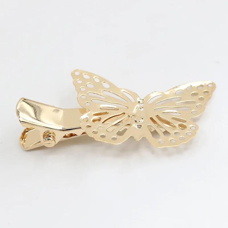 

Золотые пустотелые заколки-Бабочки из левого и правого сплава заколки для волос головные уборы аксессуары для волос для женщин и детей