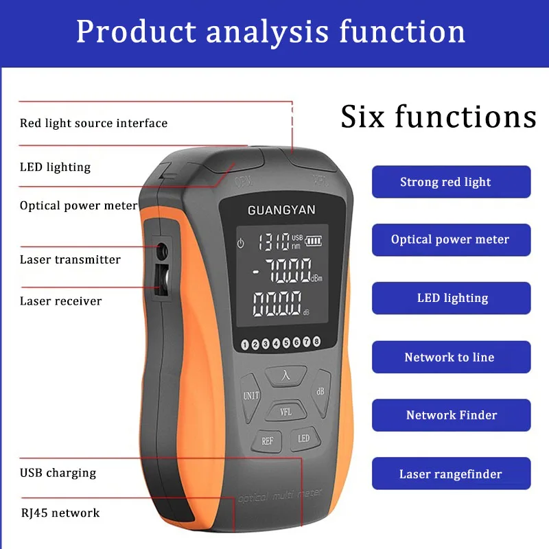 New High precision6-in-1 multifunctional optical fiber power meter/fiber optic tester/visual fault locator network cable test 5k