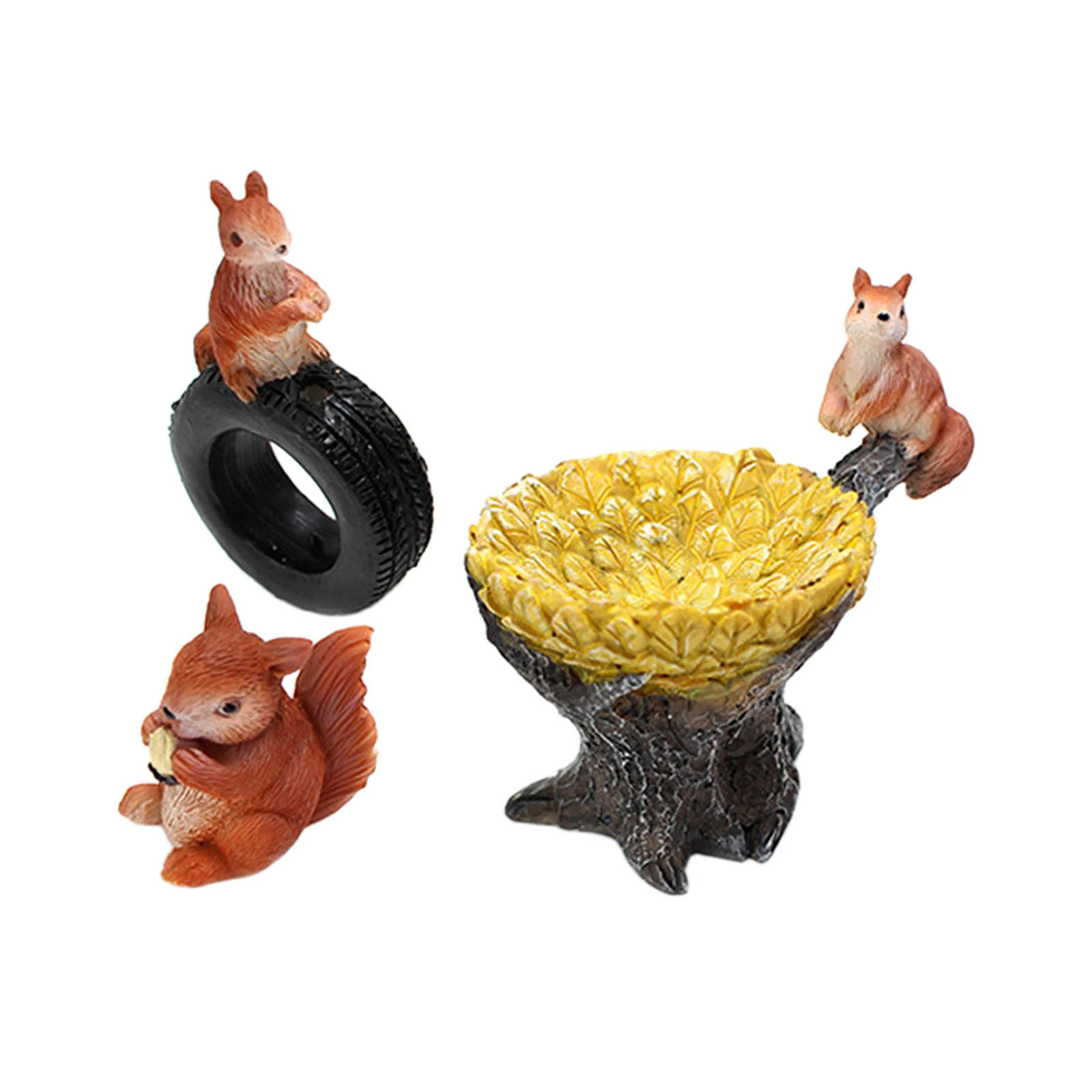 

3x Squirrel Figurines Resin Cartoon Animal Miniature Fairy Garden Landscape