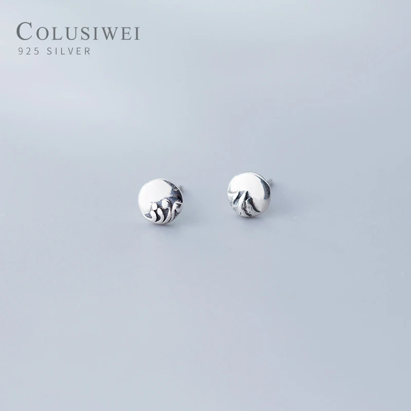 COLUSIWEI Аутентичные 925 стерлингового серебра горы и море серьги гвоздики в виде